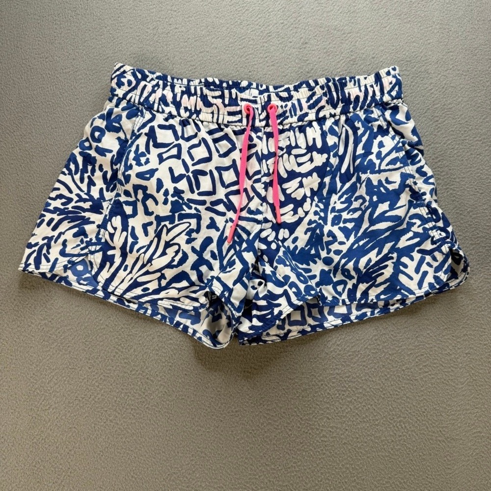 Lilly‎ Pulitzer Ocean Trail Shorts Blue White Abstract Print Casual XS Athletic